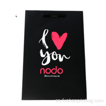 Bolso de papel de regalo de compras cosmético negro de moda